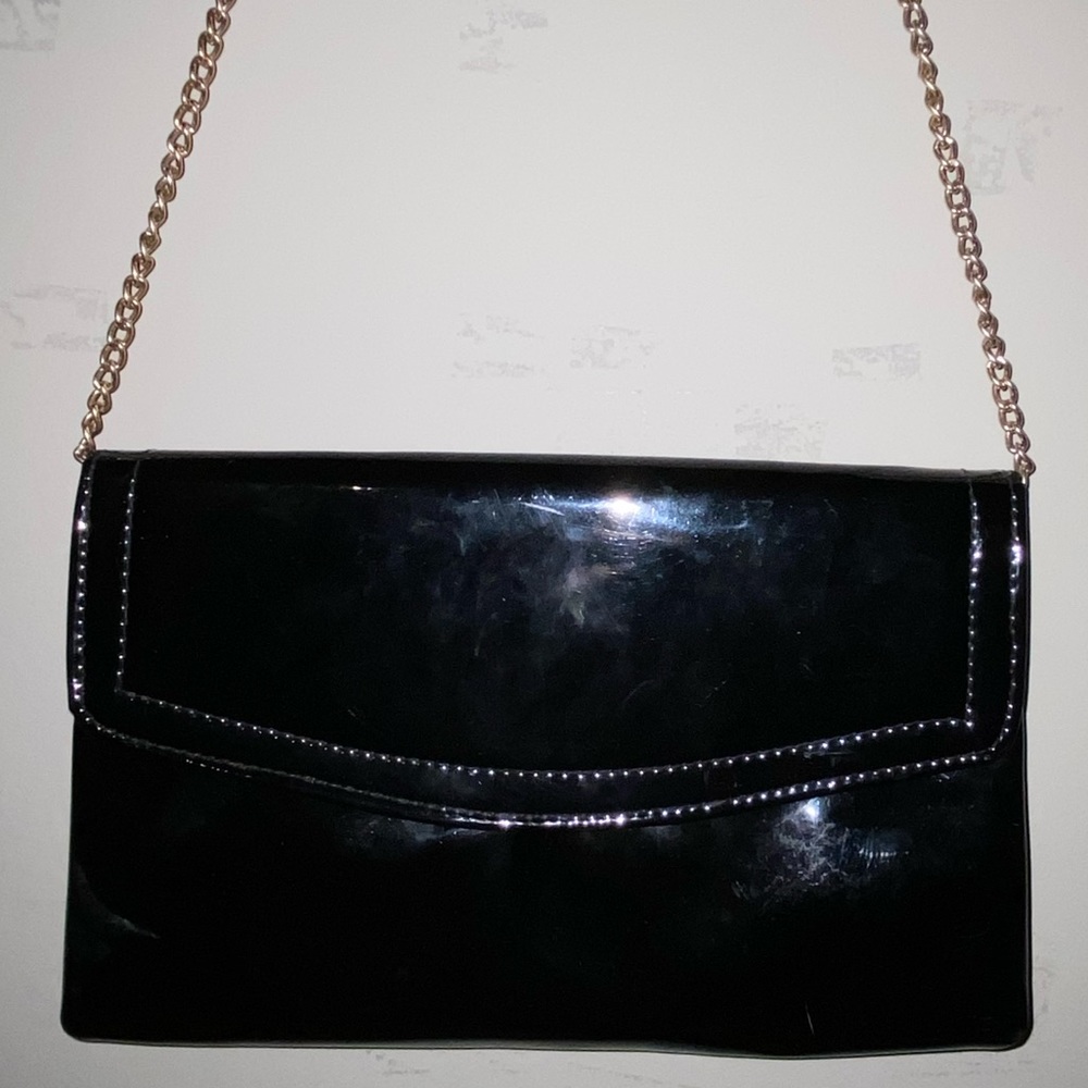 Shiny Black Side Bag/Clutch